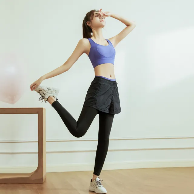 【BODYAIR】出清-假兩件輕感滾邊九分褲(瑜珈.運動.慢跑.透氣.舞蹈.運動褲)