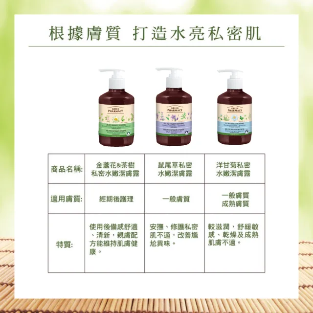 【GREEN PHARMACY 草本肌曜】私密水嫩潔膚露 370ml(3款選-鼠尾草/金盞茶樹/洋甘菊)