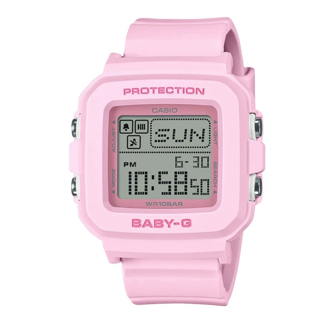 CASIO 卡西歐 BABY-G +PLUS系列/39mm/可愛方型 甜美粉(BGD-10-4)