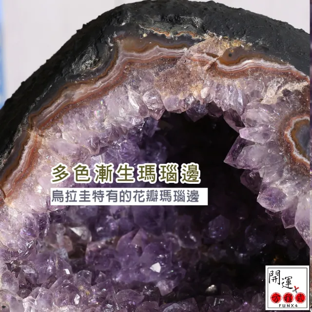 【開運方程式】紫晶洞5.96KG烏拉圭特殊瑪瑙邊錢袋子(AGU689紫水晶洞風水開運擺設)