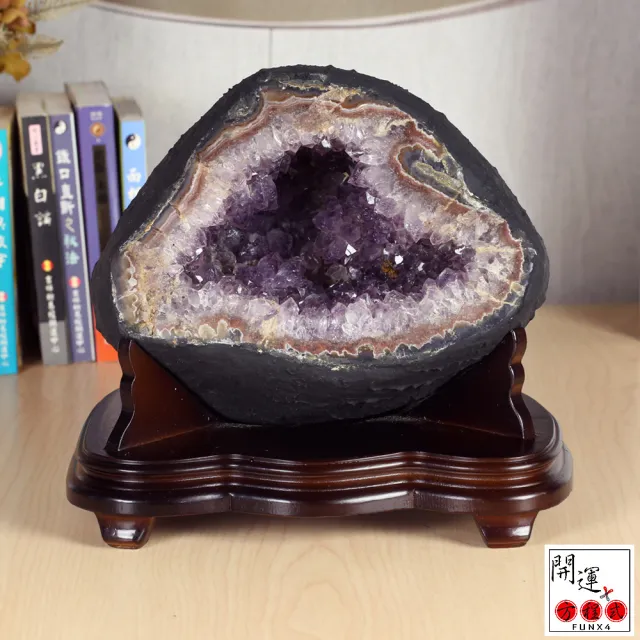 【開運方程式】紫晶洞5.96KG烏拉圭特殊瑪瑙邊錢袋子(AGU689紫水晶洞風水開運擺設)