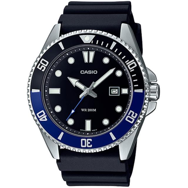【CASIO 卡西歐】新槍魚類勞力士黑水鬼200米潛水錶 618 送禮(MDV-107-1A2/速)