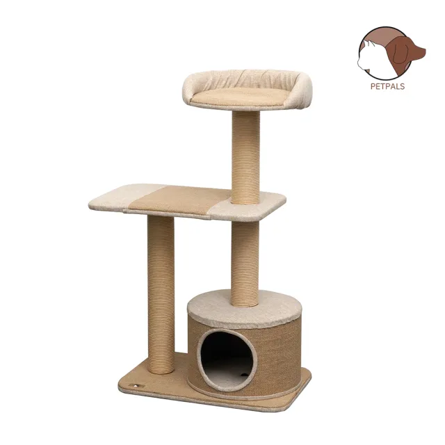 【Petpals】麻布紙繩遊憩跳台-3層(貓跳台/貓窩/貓爬架/貓樹/貓咪跳台/貓抓柱)
