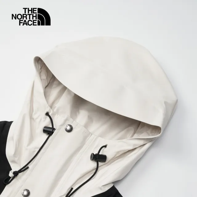 【The North Face 官方旗艦】經典ICON-北面男款米白色防水透氣舒適連帽衝鋒衣｜8AKJROU(外套)