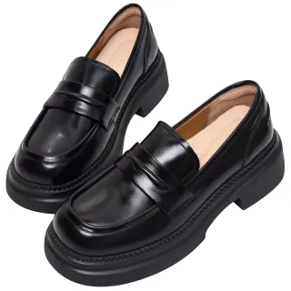 【Ann’S】基礎經典款-超輕量厚底全真皮樂福鞋4.5cm-版型偏小(黑)