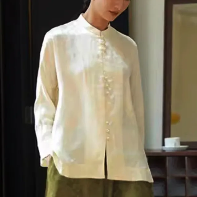 【巴黎精品】現貨+預購 襯衫長袖上衣(春季新中式提花寬鬆女裝a1gq70)