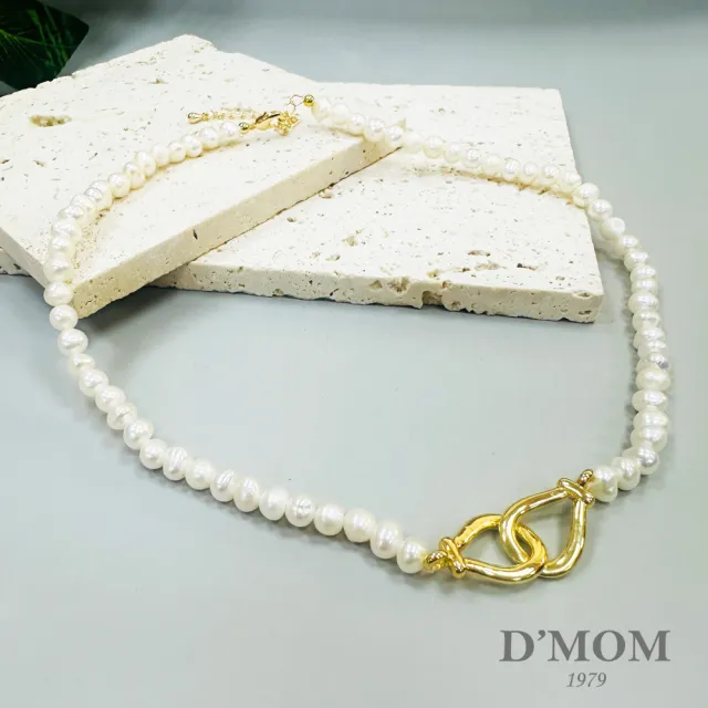 【DMOM】馬蹄型雙圈扣天然珍珠項鍊