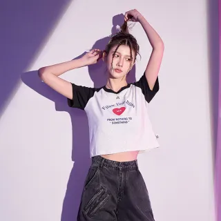 【MAJOR MADE】MJR愛心接袖短版T(短袖上衣/短T/圖案T)