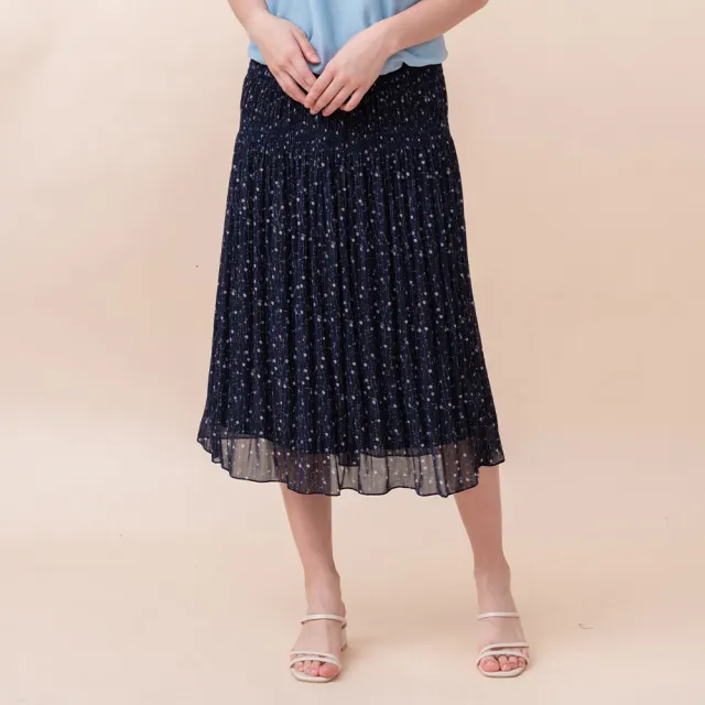 【perng yuh 芃諭名品】花甜朵朵 印花雪紡 壓褶裙(2024 AW Collection|3C秋冬新品上市)