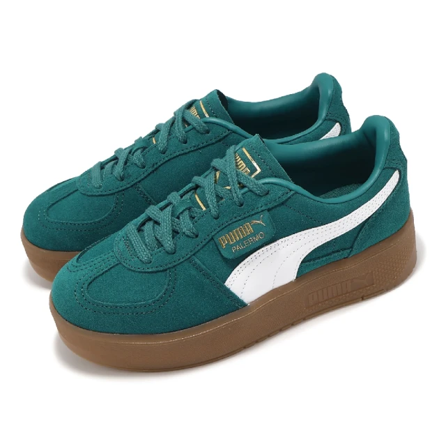 PUMA 德訓鞋 Palermo Elevata Wns 女鞋 綠 白 厚底 膠底 復古 麂皮 休閒鞋(399348-02)