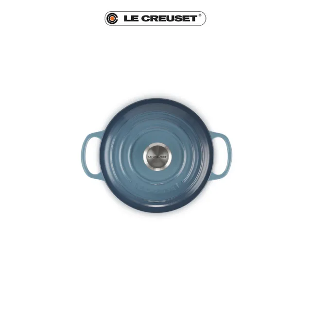 【Le Creuset】典藏琺瑯鑄鐵鍋圓鍋 18cm(水手藍-鋼頭)