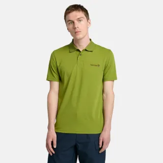 【Timberland 官方旗艦】男款綠色吸濕排汗短袖Polo衫(A2ND5EFO)