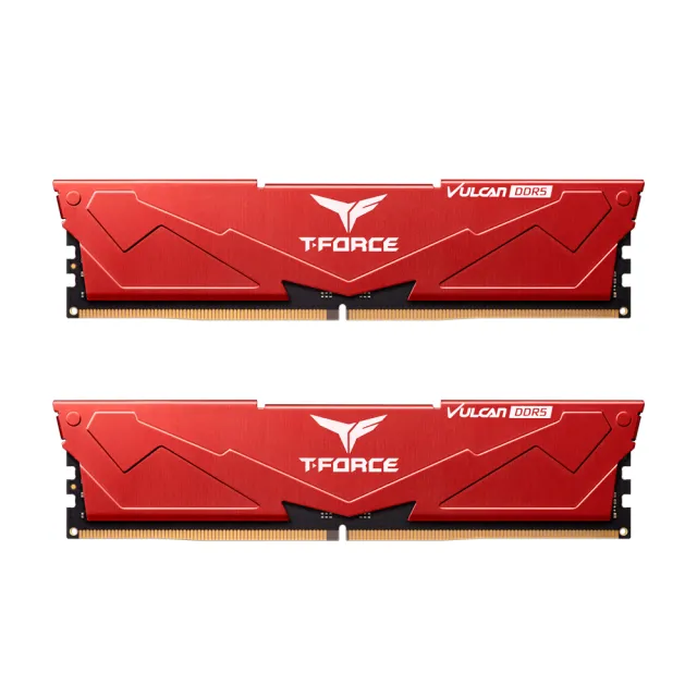 【TEAM 十銓】T-FORCE VULCAN 火神系列 DDR5-6000 16Gx2_32GB CL38-46 紅色 桌上型超頻記憶體(紅色)