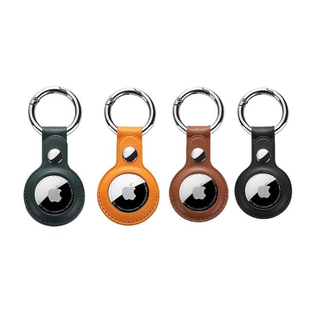 AirTag皮革鑰匙圈保護套2入組(保護皮套 吊飾 扣環保護套 AirTa 防丟器)