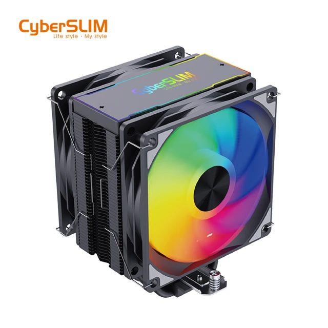 CyberSLIM 賽鉑CS6 TURBO ARGB 6導管雙風扇 CPU 散熱器(純銅6導管 温控調速)