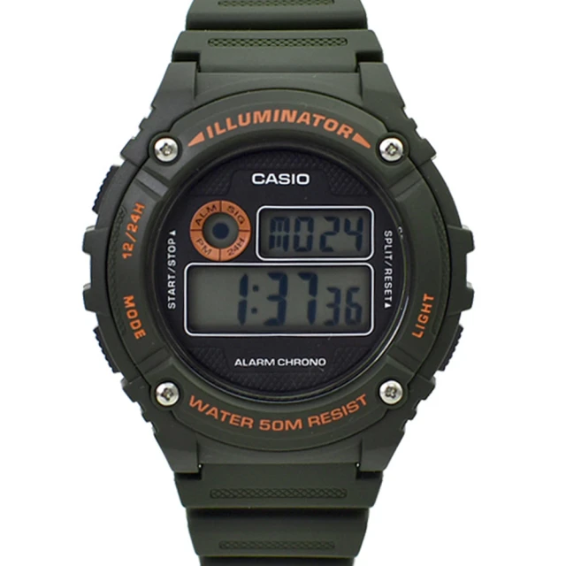 CASIO 卡西歐CASIO 卡西歐 CASIO手錶 軍綠時尚多功能電子膠錶(矽膠錶)