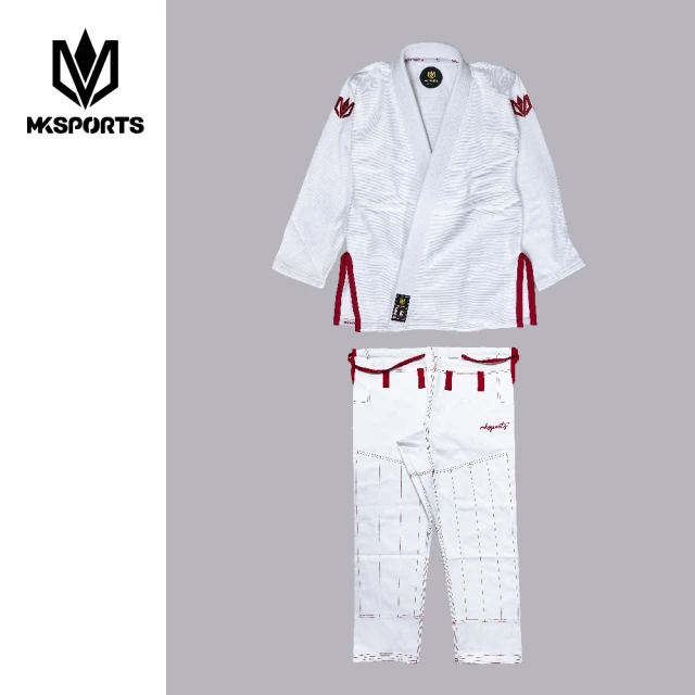 MKSPORTS 柔術服-素面白色 白線(柔術 BJJ 比賽用 技擊運動 抗撕裂 附束口袋 不含道帶)