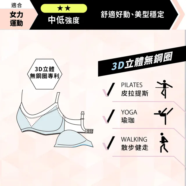 【Wacoal 華歌爾】城市輕運動系列 B:4L/ D:M-3L 3D立體無鋼圈運動內衣 VBB209BL(經典黑)