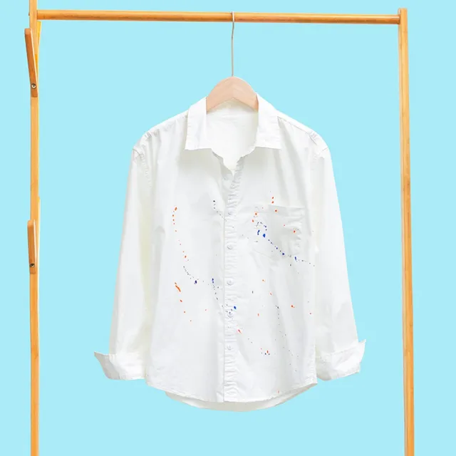 【巴黎精品】現貨+預購 襯衫長袖上衣(休閒個性彩繪寬鬆男裝a1et8)