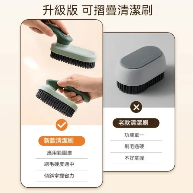 【Dagebeno荷生活】多功能可折疊手柄洗衣刷 細密刷毛不傷衣物鞋面清潔刷(1入)