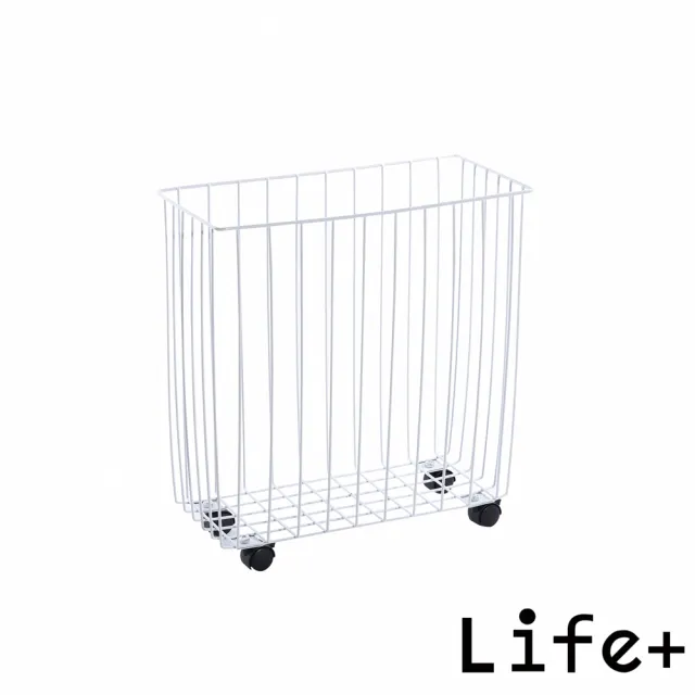 【Life+】日式極簡多功能鐵藝夾縫洗衣收納籃/收納推車/衣物收納架_2色任選(衣服收納籃 收納筐 玩具收納)