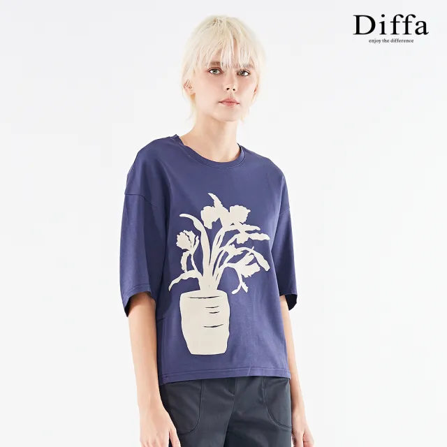 【Diffa】手繪風花瓶印花針織衫-女