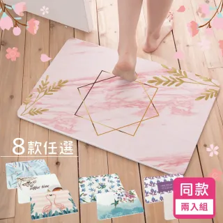 【收納王妃】台灣製造 原創系列 硬式珪藻土地墊 吸水 速乾 腳踏墊 浴室地墊 2入組(約 60x39x0.9cm)
