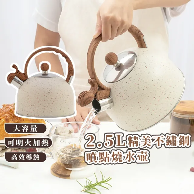 【精品居家】2.5L精美不鏽鋼噴點燒水壺(壺蓋 電磁爐 煮水壺 茶壺 熱水壺 咖啡壺 口哨壺 鳴笛壺 桌上壺)