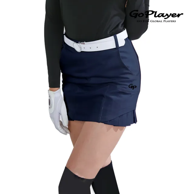 【GoPlayer】出清特價 女彈性腰高爾夫褲裙-藏青(高爾夫女裙 短裙 運動褲裙)