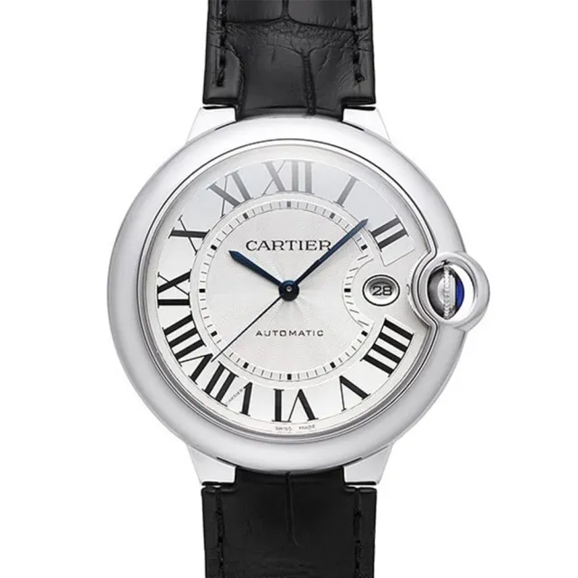 【Cartier 卡地亞】Ballon Bleu 經典羅馬時標機械男士皮帶腕錶x42mm(WSBB0026)