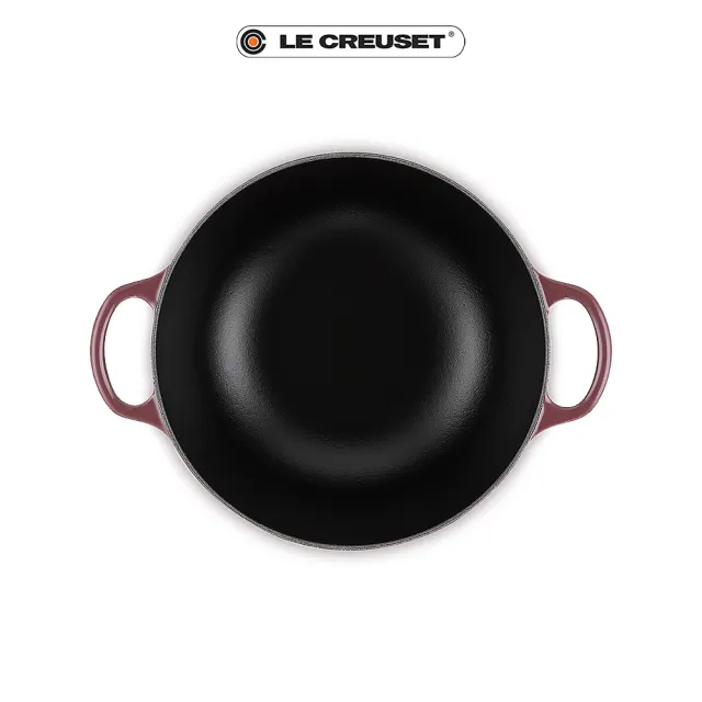 【Le Creuset】典藏琺瑯鑄鐵鍋媽咪鍋 24cm(無花果-金頭-內鍋黑)