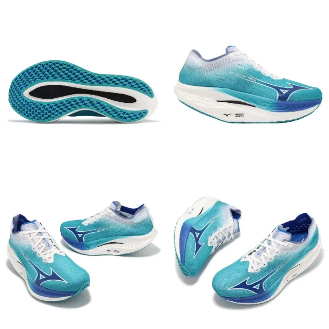 【MIZUNO 美津濃】競速跑鞋 Wave Rebellion PRO 2 男鞋 藍 白 碳板 回彈 運動鞋 美津濃(U1GD2417-51)