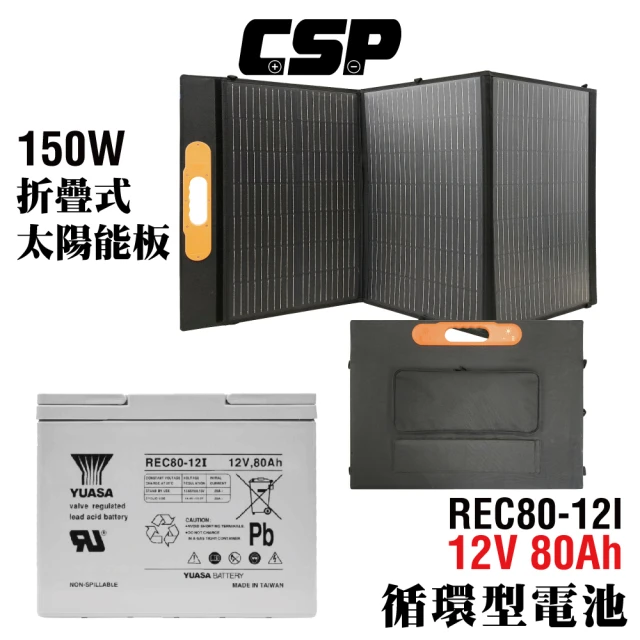 CSP 單晶矽太陽能板 150W 12V80Ah(壽命長 轉換率高 戶外行動電源站 野餐 釣魚)