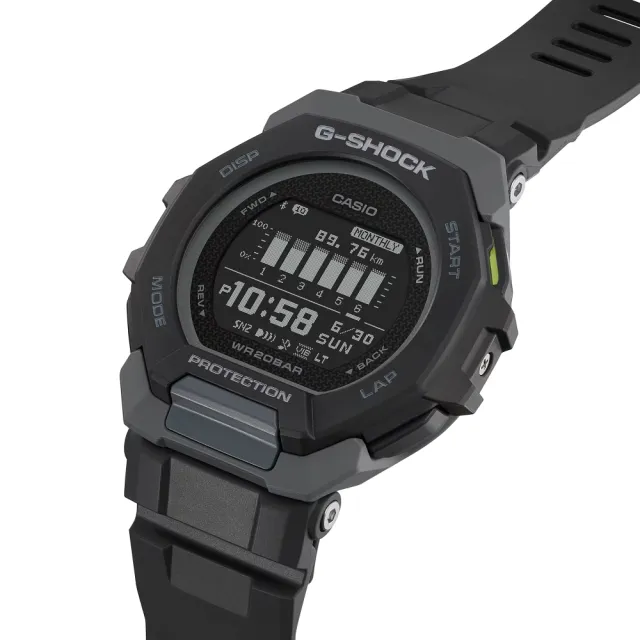 【CASIO 卡西歐】G-SHOCK 自然色調  跑步訓練 時尚黑 舒適運動手錶(GBD-300-1)