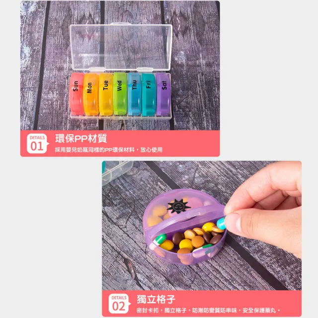 【QIDINA】4入-大容量14格7日藥物保健品藥品分裝藥盒-A(隨身藥盒 保健食品 密封藥盒 大藥盒 小藥盒)