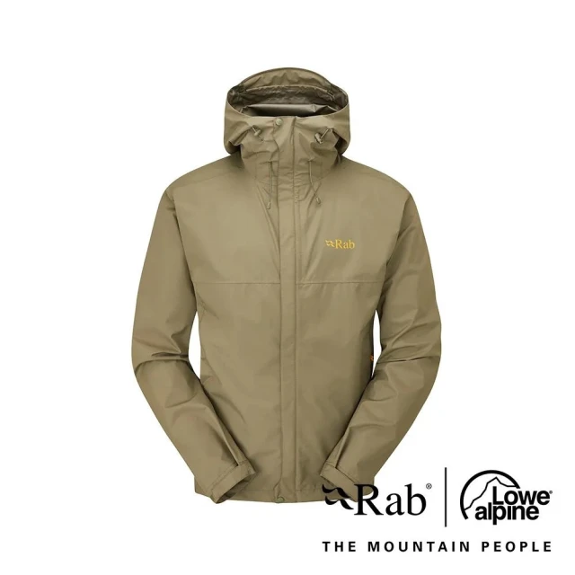 RAB Downpour Eco Jacket 透氣防風防水連帽外套 男款 淺卡其(QWG82)