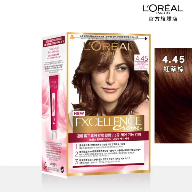 【LOREAL Paris 巴黎萊雅】優媚霜三重護髮染髮霜(2入組)