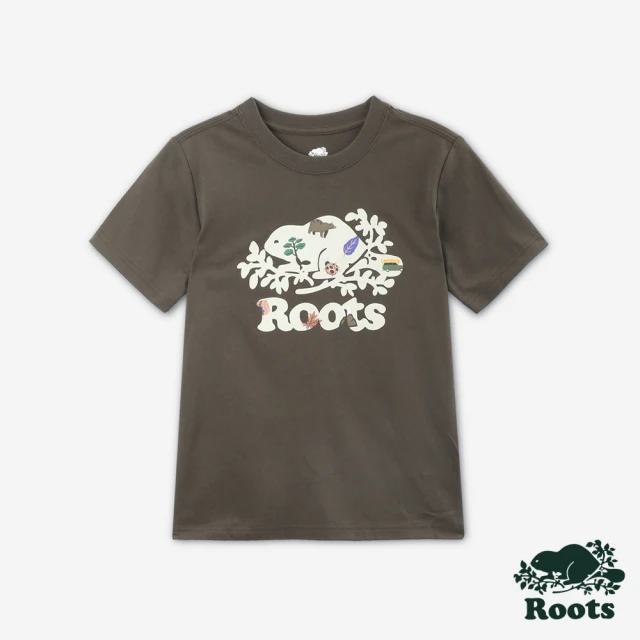 Roots 童款-精選Roots 經典海狸圖案logo短袖T