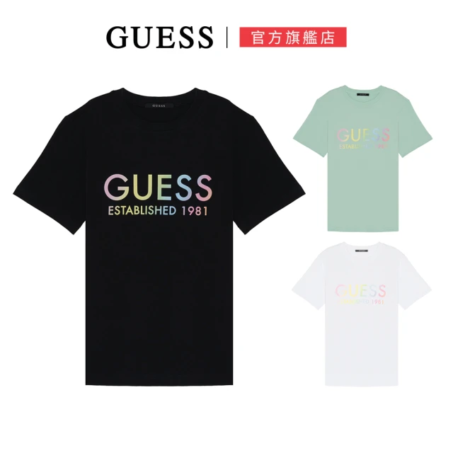 GUESS 清新花朵LOGO短T(兩色可選) 推薦