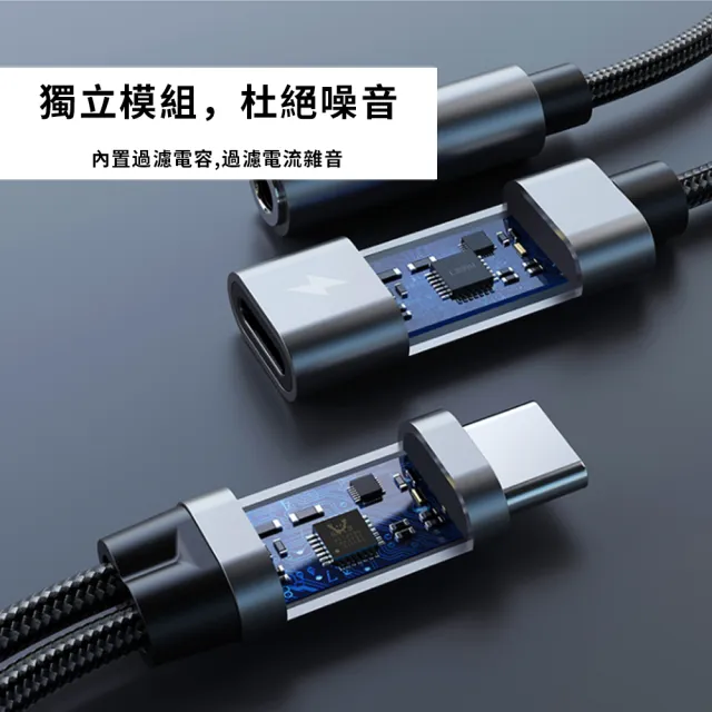 【Allan】PD60W 二合一轉接頭 Type-c+3.5mm耳機轉接頭 立體聲無損音質音頻轉接器(手機/筆記本/平板/耳機)