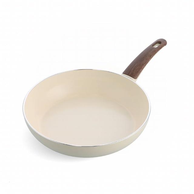 【GreenPan】鑽石陶瓷塗層不沾深煎鍋 Wood-Be 26cm(不含蓋/不挑爐具/不沾鍋/陶瓷)