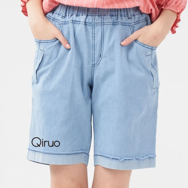 Qiruo 奇若名品 春夏專櫃藍色牛仔短褲3052C 休閒短褲(M-2XL)