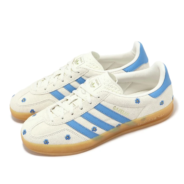 adidas 愛迪達 休閒鞋 Gazelle Indoor W 女鞋 米白 藍 小花 復古 德訓鞋 愛迪達(IF4491)