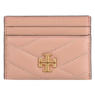 【TORY BURCH】金屬T字LOGO絎縫信用卡證件名片隨身卡(柔粉)