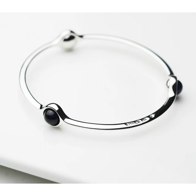 Georg Jensen 喬治傑生 Sphere 灰月石純銀手環