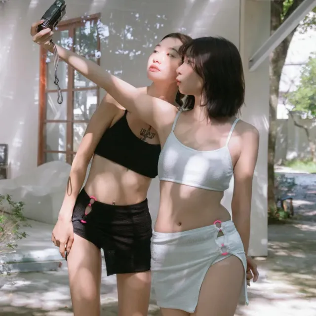 【SeasonsBikini】三件套顯瘦裙式泳衣- 黑/白-71(顯瘦泳衣多件組泳衣)