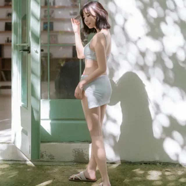 【SeasonsBikini】三件套顯瘦裙式泳衣- 黑/白-71(顯瘦泳衣多件組泳衣)