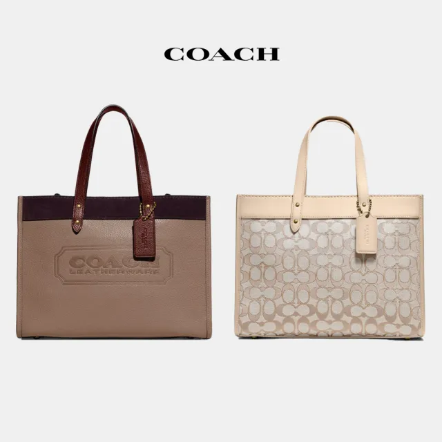 【COACH蔻馳官方直營】COACH30徽章戶外托特包-深自然色混合色(C8459)