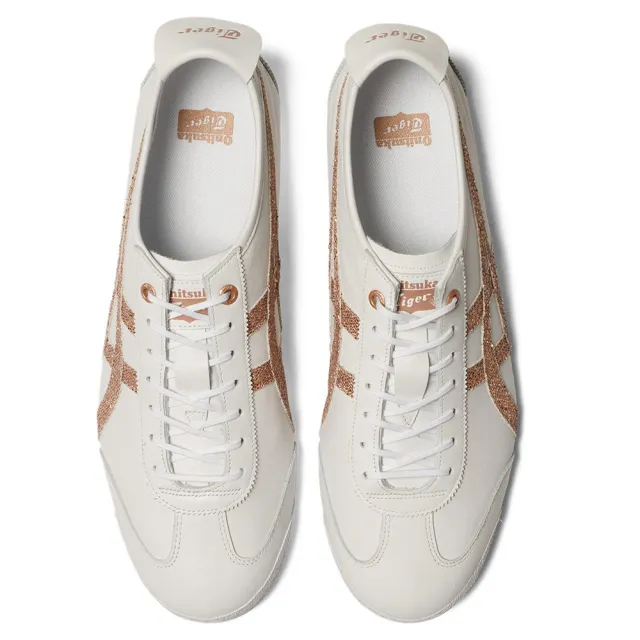 【Onitsuka Tiger】鬼塚虎 白底玫瑰金亮片虎爪紋 MEXICO 66 SD 休閒鞋 (1183C345-101)