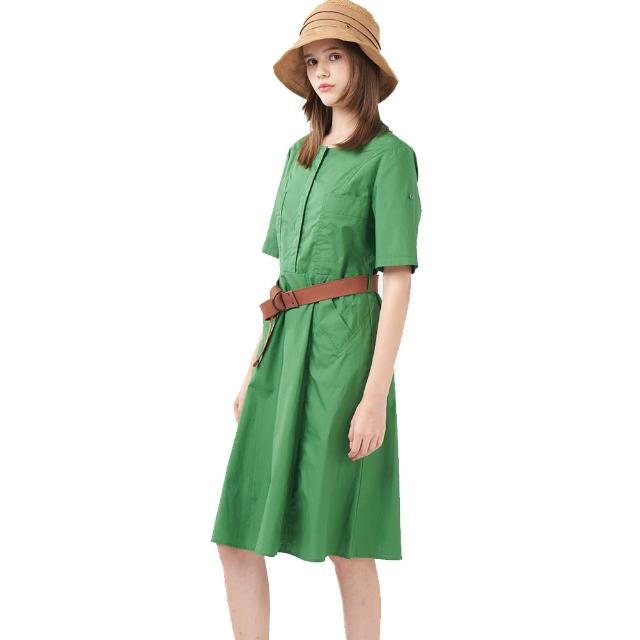 【Qiruo 奇若名品】春夏專櫃墨蘭綠洋裝2128F時尚五分袖休閒款